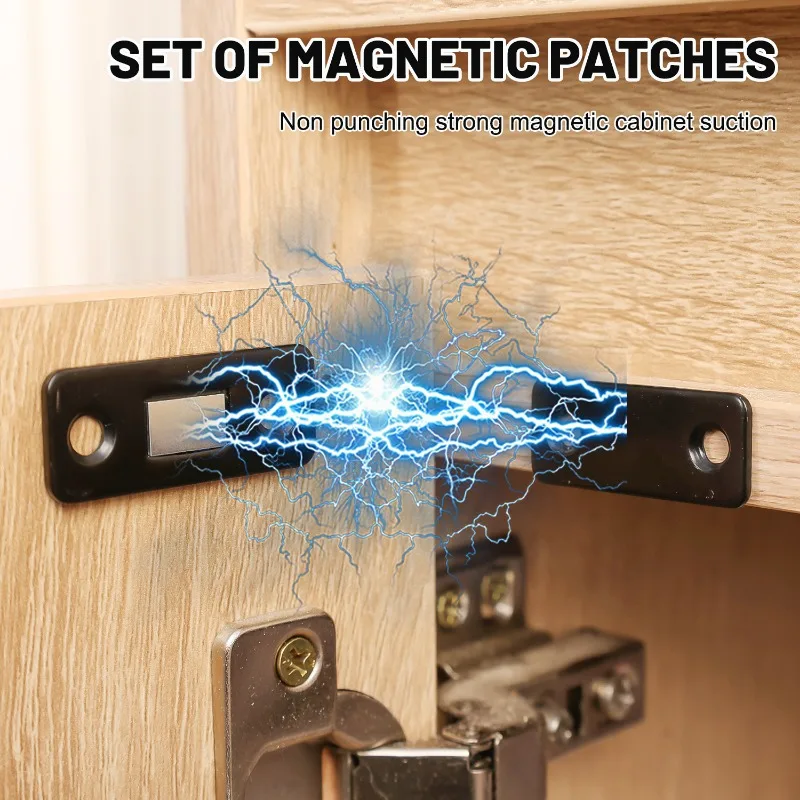 2/40x Metal Cabinet Magnetic Interlockers Magnetic Buckles for Drawer Adhesive Cabinet Latches Closure for Kitchen Wardrobe Door