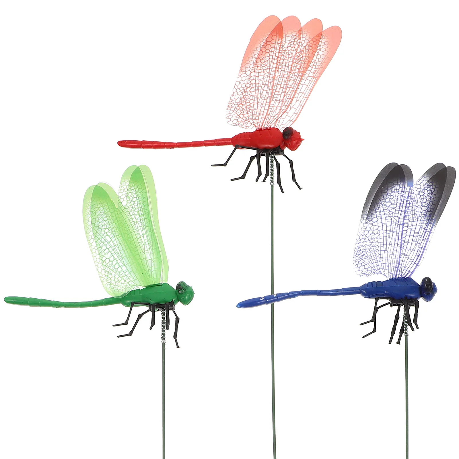 3 Pcs Simulation Dragonfly Clip Outdoor Statue Realistic Decoys Bug Deterrent Decorative Iron Wire Charm Garden, garden art decor,animal sculpture decorations,dragonfly decoration