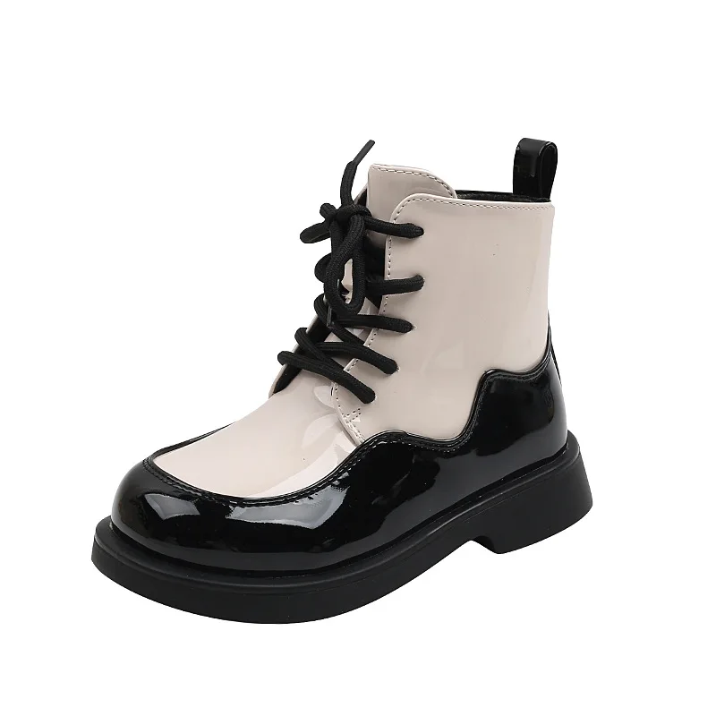 

New Boys Unisex Boots Leather Children Ankle Boots Girls Autumn Winter Baby British Style Kids Shoes