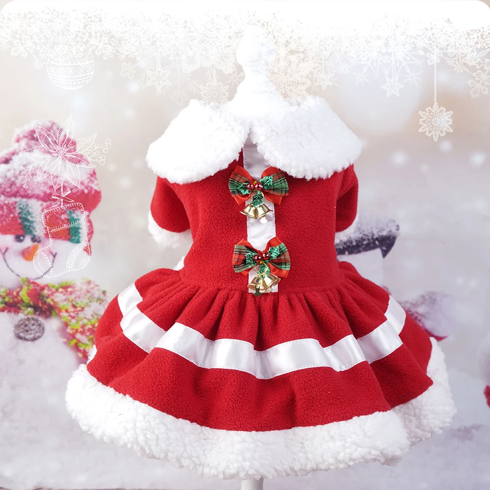 Pet Christmas Clothes Dog And Cat Costumes Winter Style Velvet Thickened Halloween Day Santa Claus Dress Cotton Pet Supplies