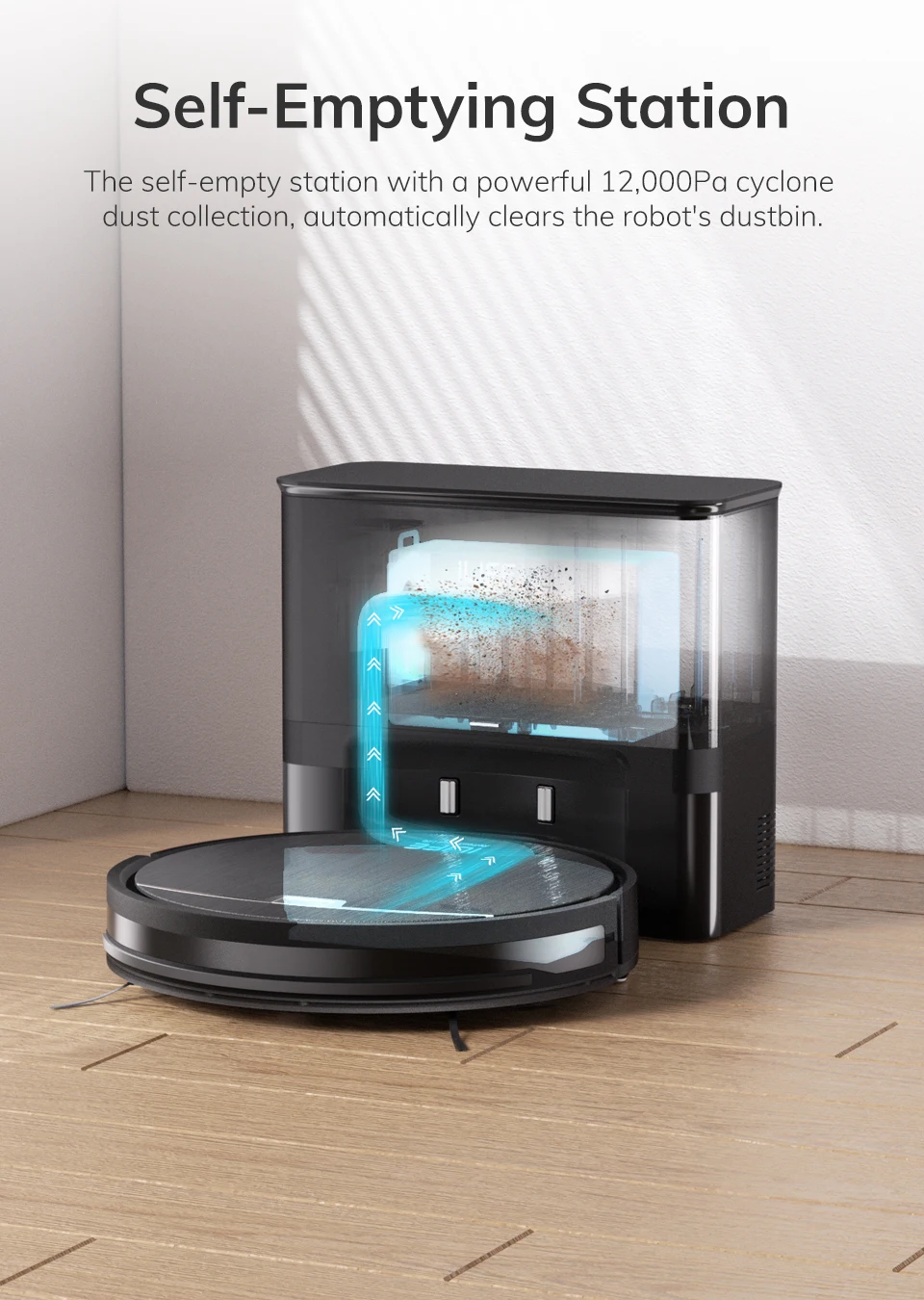 Description Picture 4 of itemILIFE V9/V9Pro Robot Vacuum, Self-Emptying, 3000Pa Strong Suction, Gyro Navigation, Schedule, App/Alexa Control, for Pet Hair