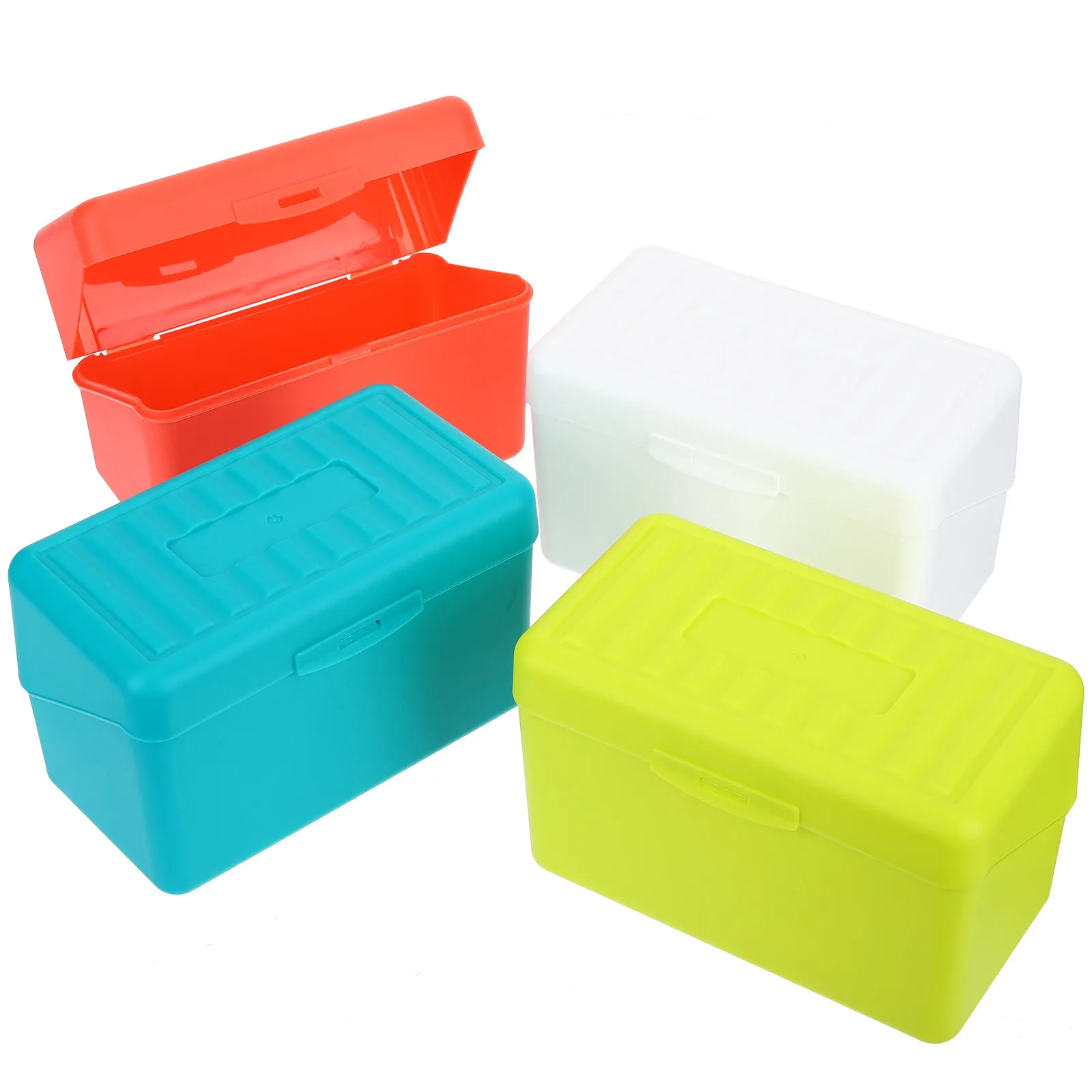 4Pcs 플라스틱 인덱스 카드 홀더 상자 3x5 플래시 카드 주최자 사무실 학교 홈 명함 노트 용 메모 카드 보관 상자