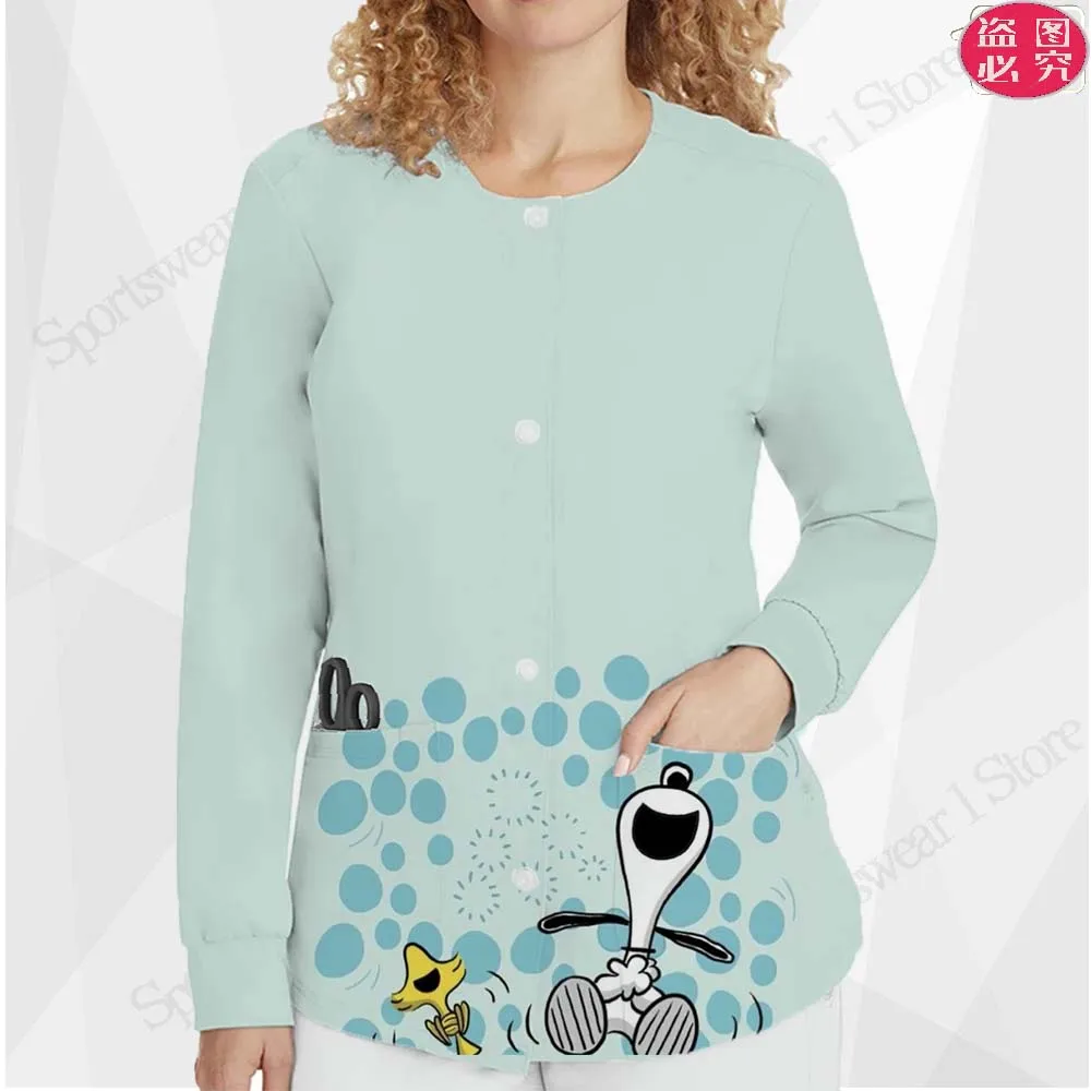 

Round Neck Korean Fashion Women Buttons New in Coats and Jackets Y2k Spring Coat Doctor's Uniform Cartoon Jacket Clothing Female