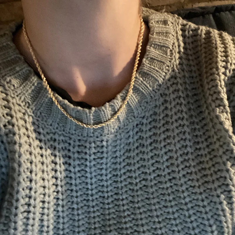 2021 Hot Fashion Rope Chain Women Necklace Stainless Steel Gold Color Chain Necklace For Women Jewelry Gift
