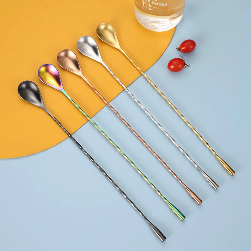 

Cocktail Bar Stirrer Twisted Mixing Spoon Spiral Drink Shaker Muddler Bartender Stirring Scoops Long Handle Teadrop