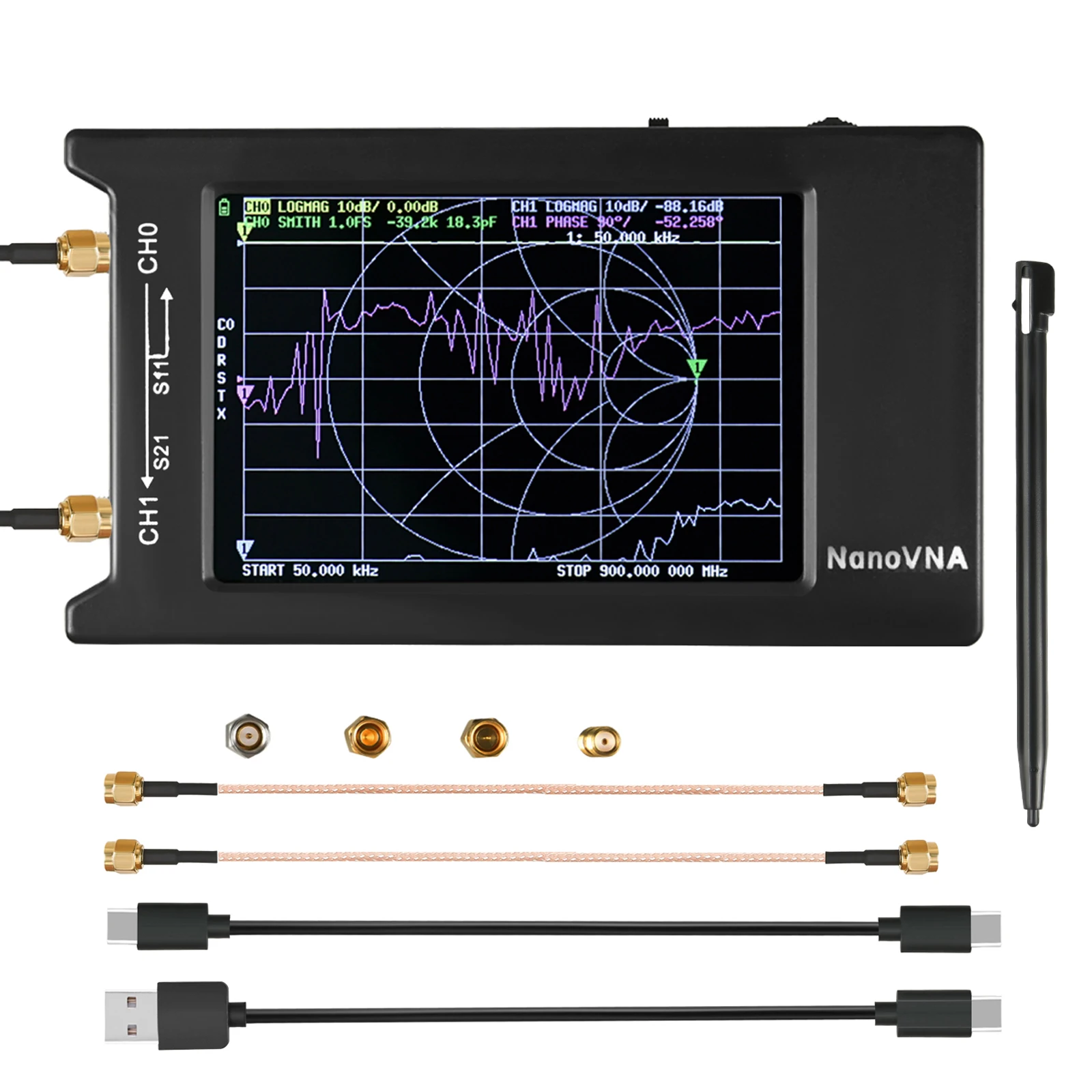 Analyseur De Réseau Vectoriel NanoVNA-F V3 1MHz-6GHz - Pour Réglage Antennes Radio - Neuf