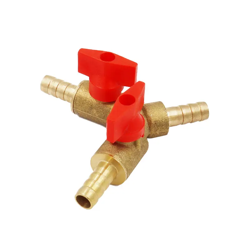 6mm 8mm 10mm 20 Hose Barb Y Type Three 3 Way Brass Shut Off Ball Valve Pipe Fitting Connector Adapter For Fuel Gas Water Oil Air brass hose barb valve brass pipe fitting brass hose barb adapter