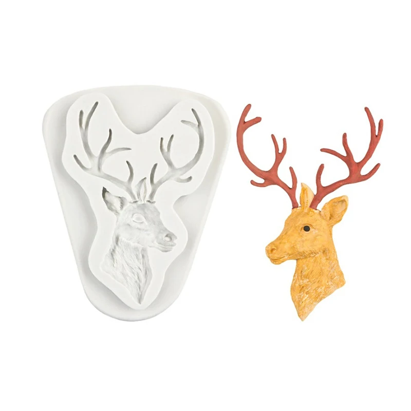 Deer Head Silicone Cake Mold Fondant Molds Cake Decorating Tools Chocolate Gumpaste Mold Fondant Tools Soap Mold Christmas