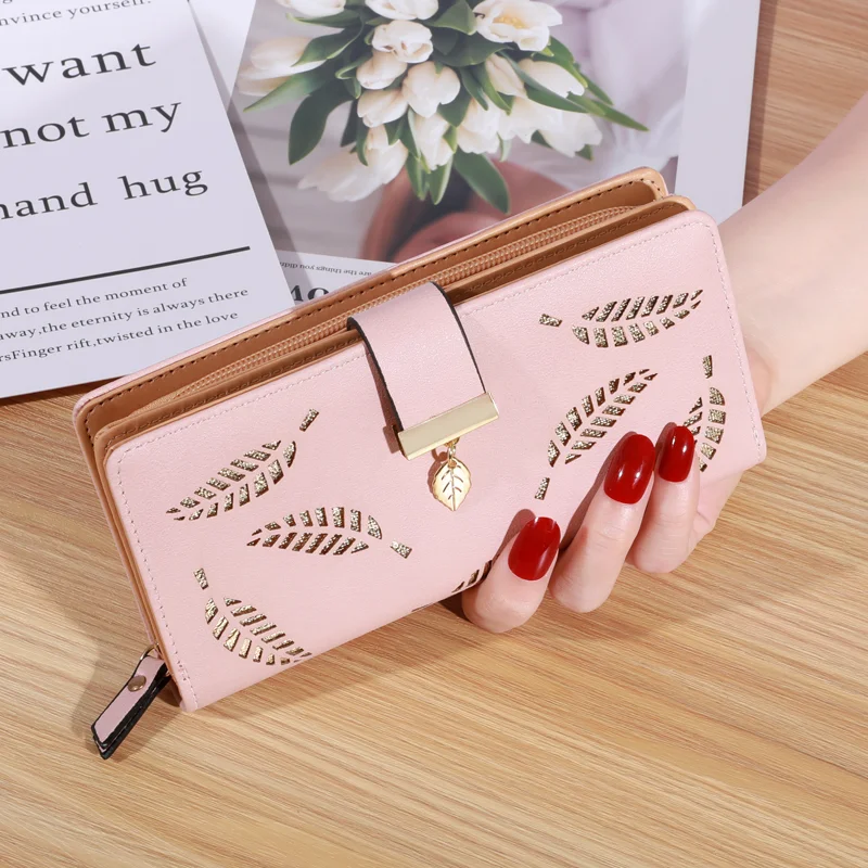 FUIBENG Women's Long Wallet PU Leather Zipper Purse - Santa Claus Design, Multiple Pockets, 7.87"L