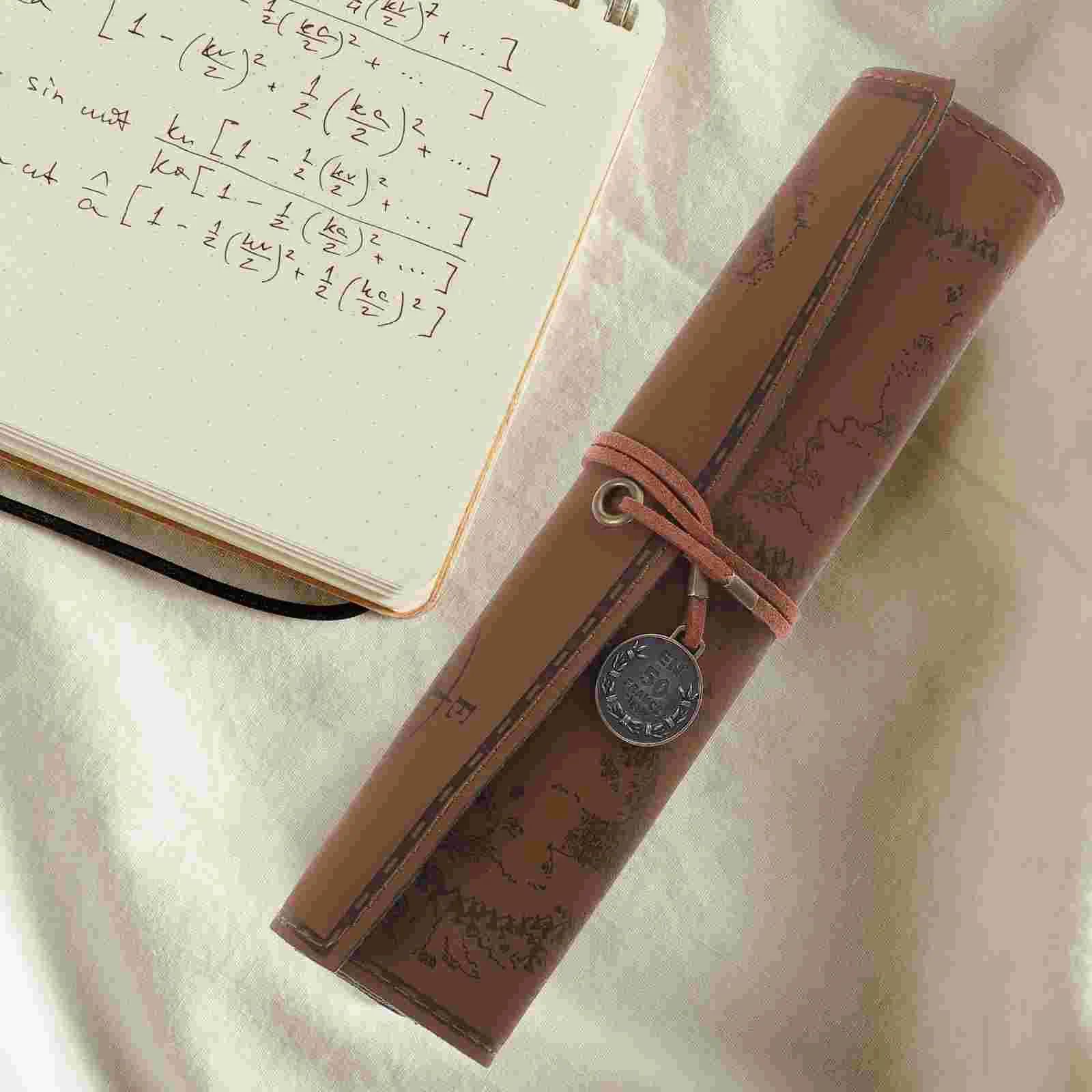 

Treasure Map Pencil Case Pattern Bag Vintage Portable Smooth Cover Holder Retro Rolling Cute