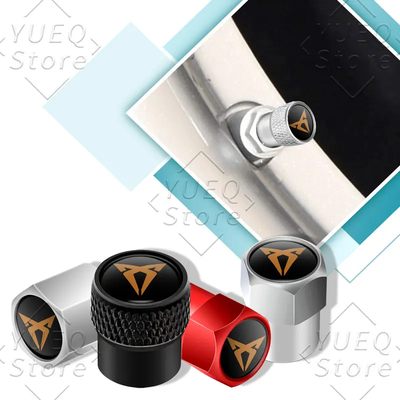 4 ชิ้นโลหะสัญลักษณ์รถล้อยางวาล์ว Caps Airdust สําหรับที่นั่ง Ibiza Leon 300 Ateca Exeo Tarraco Altea อุปกรณ์เสริมอัตโนมัติ 1