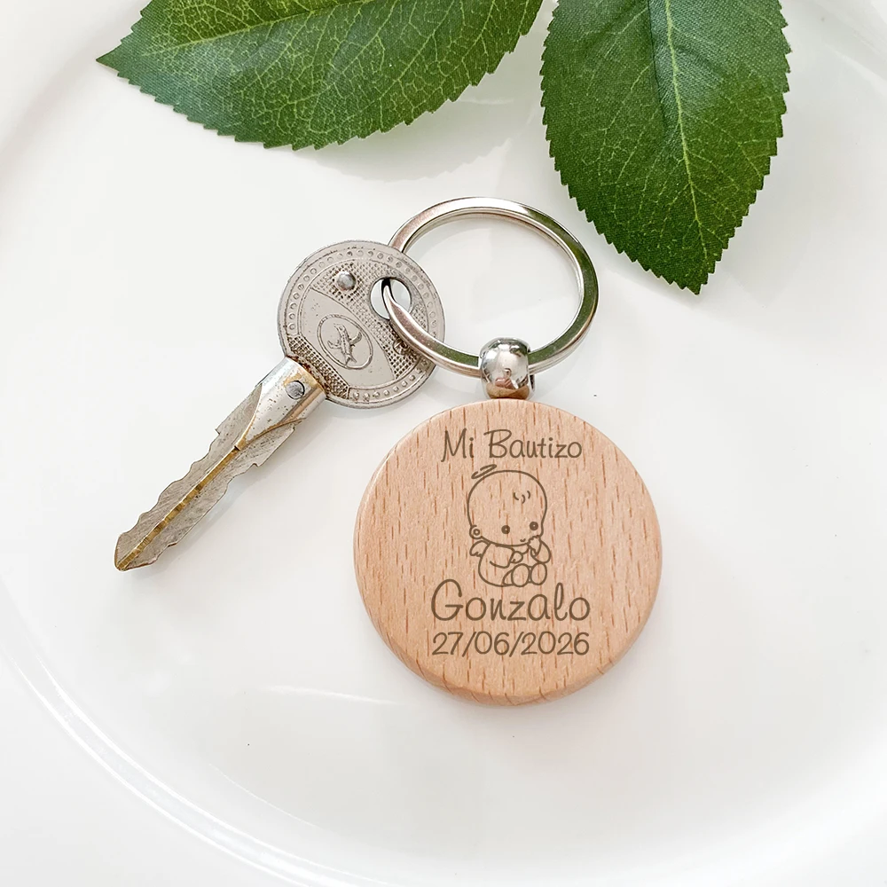 Beer Bottle Opener Keychains Pop Keychain Toys Custom Wooden Keychains Baptism Gifts for Guests Baby Christening Favors First Birthday Souvenirs Personalised Key Rings