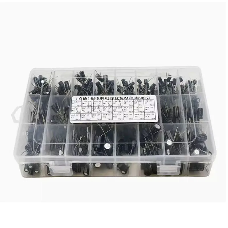 

24 Specifications Of 500pcs Electrolytic Capacitor Classification Box Kit Range 0.1uF-1000uF 10V~50V