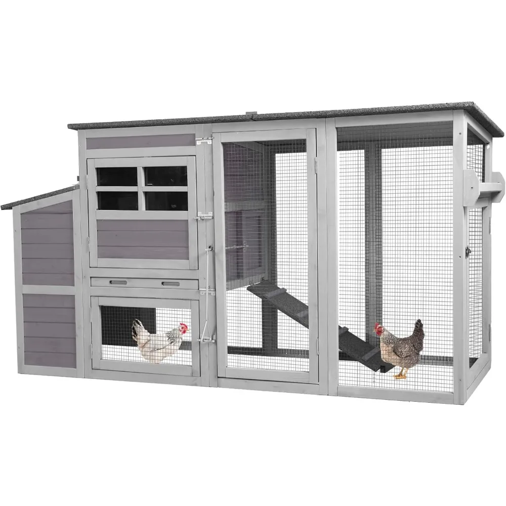 Portable Chicken Coop with Wheels – Large Hen House with Nesting Box & Metal Pull-Out Tray for 4–6 Chickens 1