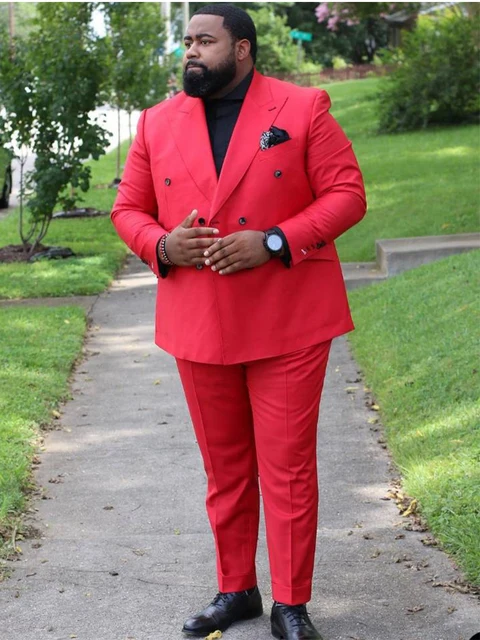 Yiminpwp Red Men Suits Peaked Lapel 