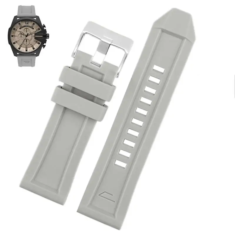 SCHIK Suitable for diesel silicone watch with DZ4496/4535/4283/4476/7416/7396 series smoke gray soft waterproof watch