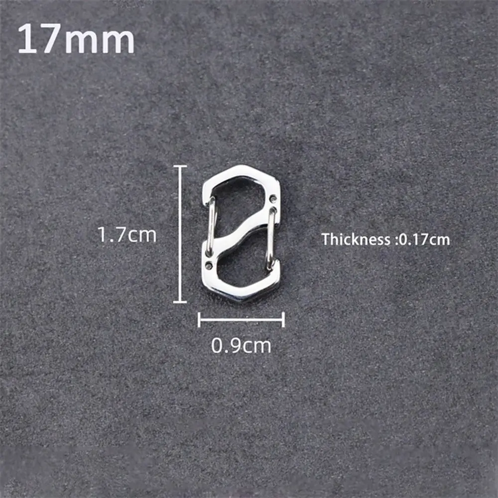 10 Stück Rucksack-Karabiner aus Edelstahl mit S-Verschluss, Mini-Outdoor-Rucksackhaken, Diebstahlschutz-Schlüsselverschluss-Werkzeug – Detail 2