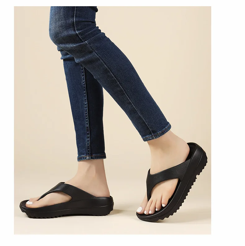 Gacimy Women Thick Sole Flip Flops Summer New Non-slip Beach Slippers Fashoin Outdoor Thick Sole EVA Sandals Casula Home Slides