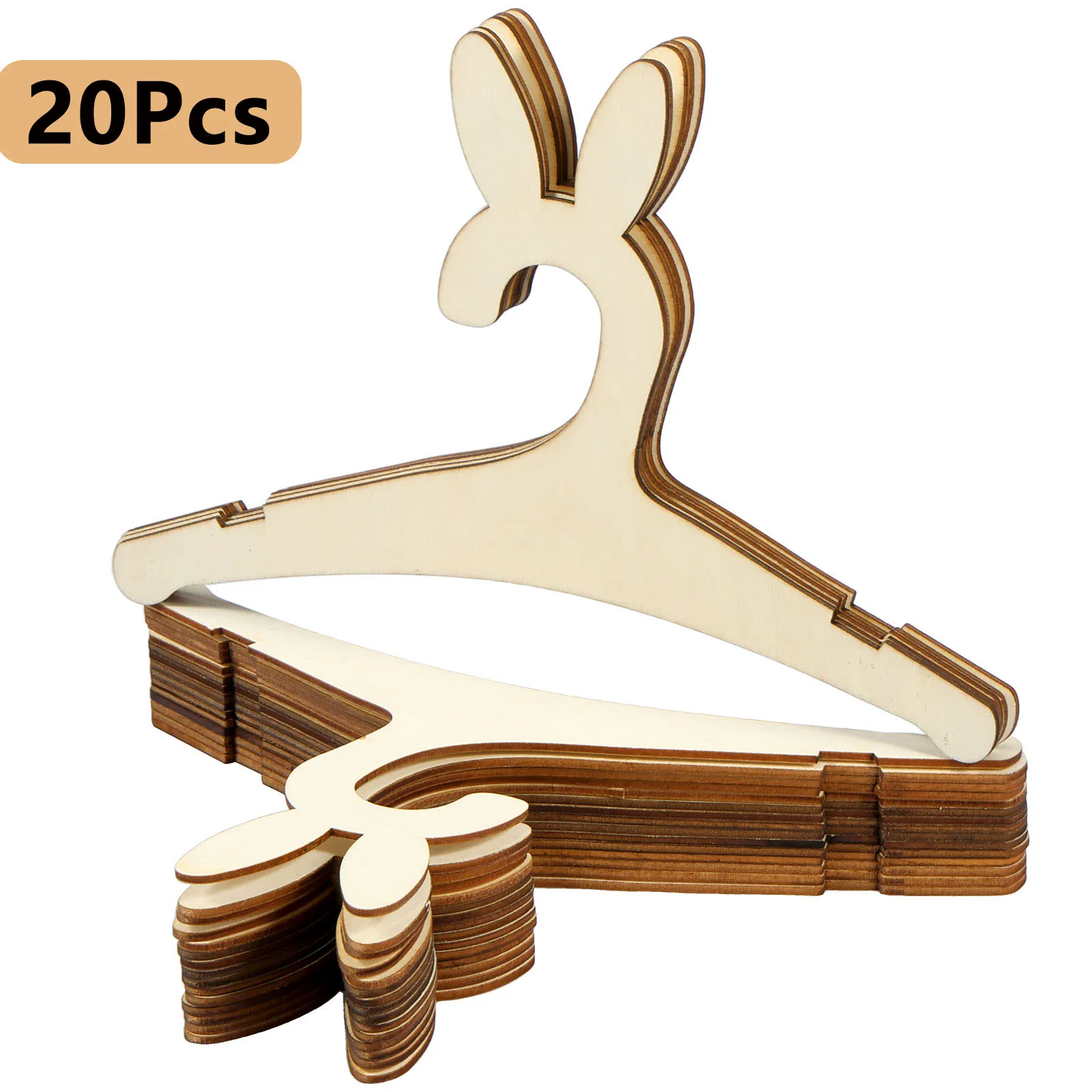20Pcs Baby Clothes Rack Kids Wooden Hanger Mini Toddler Children Clothes Hanger Cute Bear Drying Hanger for Baby Jacket Skirt 1