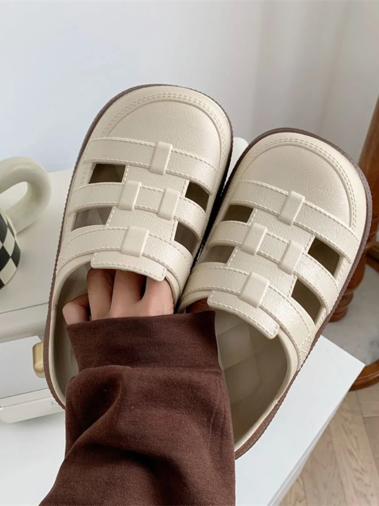 

Однотонные Дизайнерские повседневные туфли для женщин, милые шикарные уличные туфли на плоской подошве, женские праздничные корейские модные тапочки, Новинка лета 2023