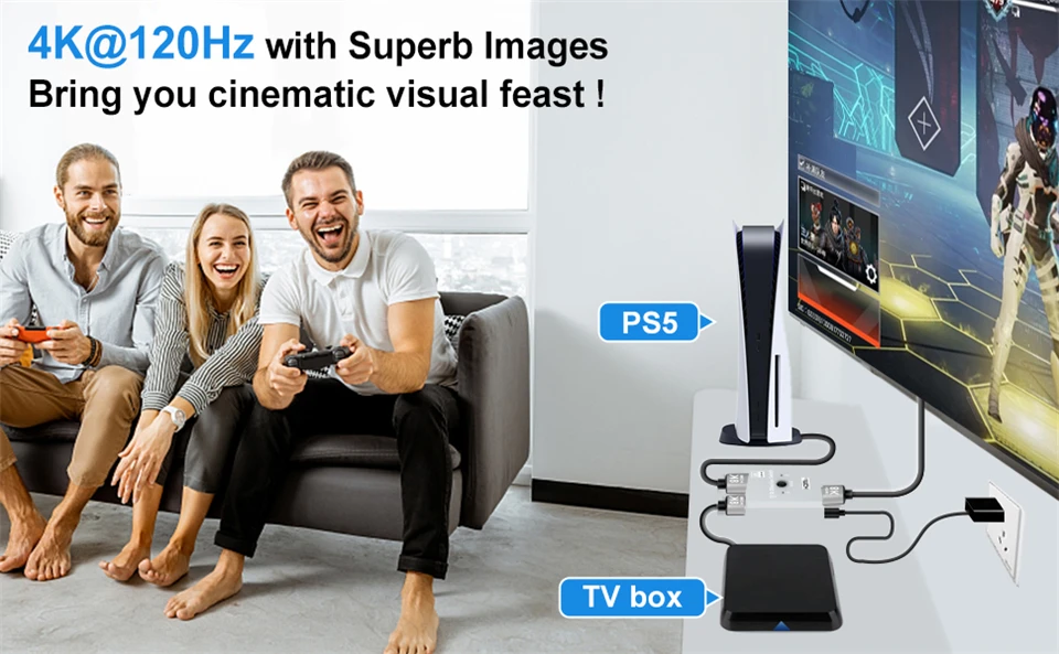 8K 60Hz Switch HDMI-compatible 2 Ports 4K 120Hz HD Bi-Direction Switcher 1x2 2x1