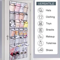 Sundries Shoe Organiser Clear Hanging Over The Door Cloth Fabric Closet Rack Mesh Pocket Box Bag Storage 28 Grid Wall-mounted 1