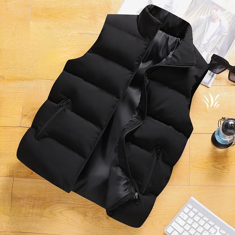 

Men Vest Jacket Warm Sleeveless Jackets Winter Waterproof Coat Autumn Stand-up Collar Casual Waistcoat Brand Clothing L86