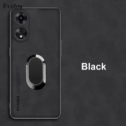 Sheepskin Leather Magnetic Ring Stand Holder Case with Soft Silicone and Lens Protection - Shockproof Cover for OnePlus 12 5G (Black-TH)