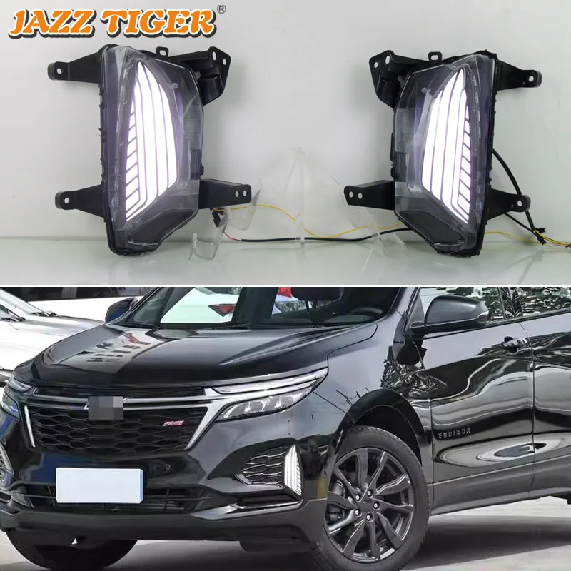 

2PCS Dynamic Yellow Turn Signal Function 12V Car DRL Lamp LED Daytime Running Light For Chevrolet Equinox 2022 2023