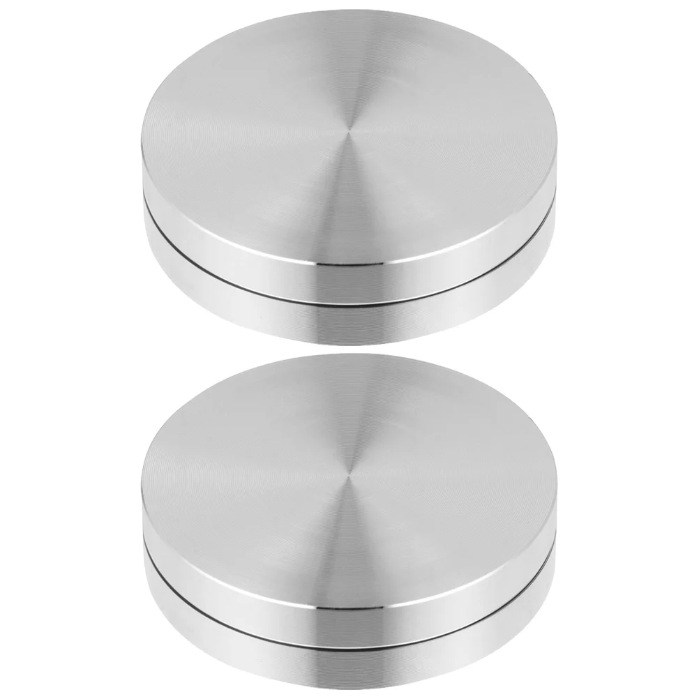 

2 Pcs Turntable Base Swivel Cake Bearing Rotating Stand Aluminum Alloy Baking Tray