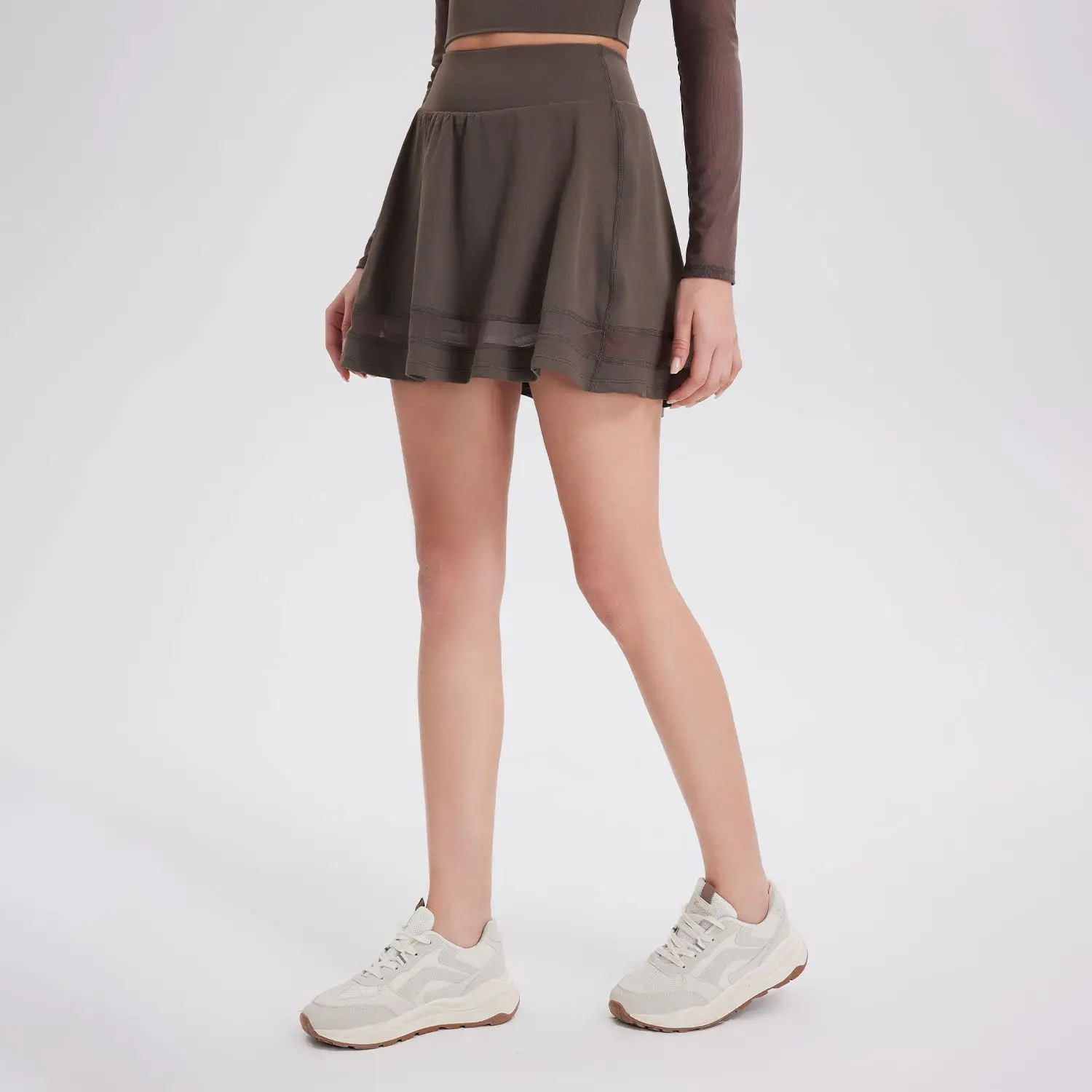 AL Yoga Sports Short Skirt Women Spliced Mesh High Waisted Running False Two-piece Anti Expose Tennis Skirt Fitness Yoga Pants