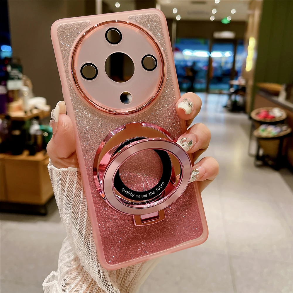 Magnetic Suction Bracket Soft Bling Phone Case