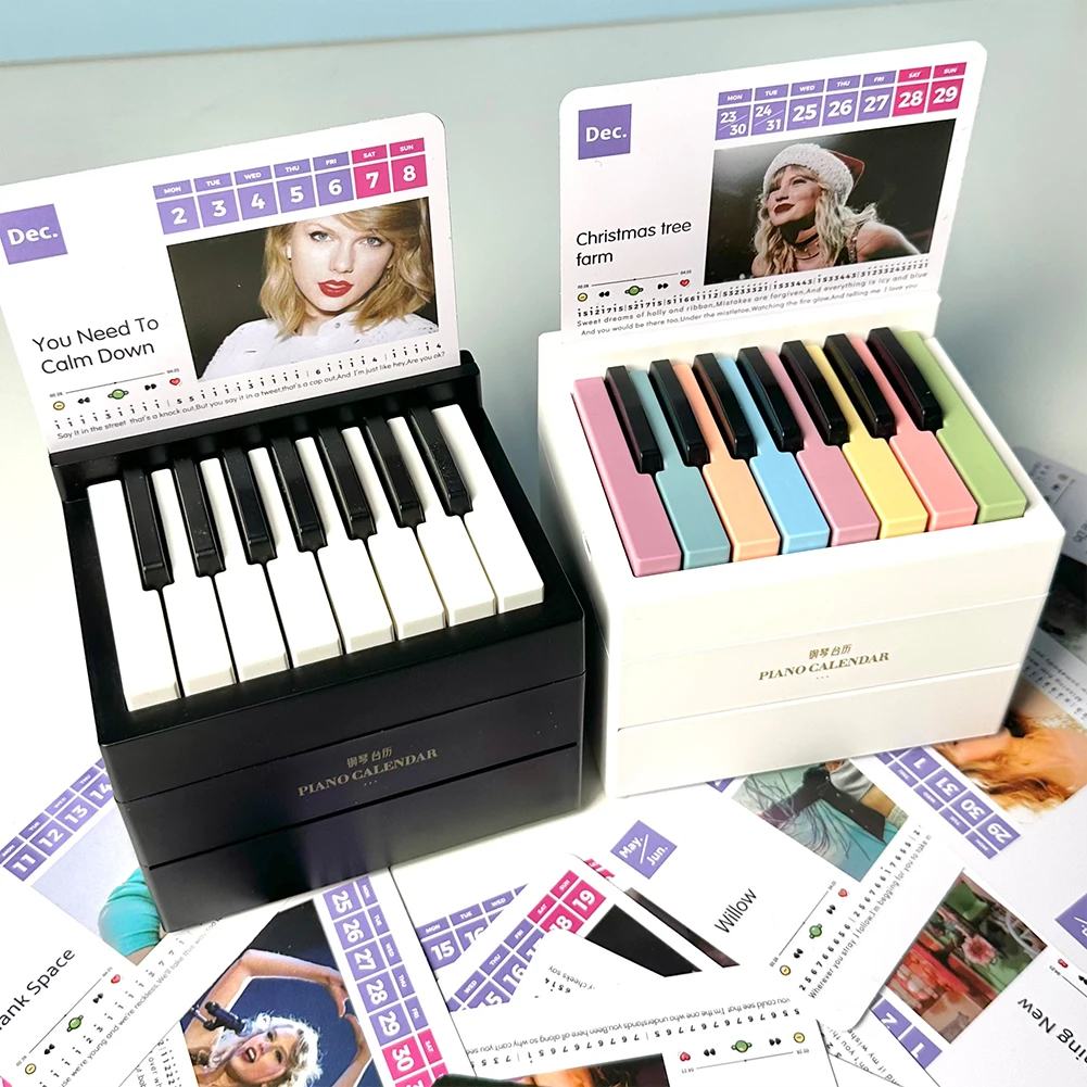 Taylor Piano Calendar 15 Keys Piano Calendar Playable Desktop Peripheral Ornaments with 27 Music Cards 52 Songs