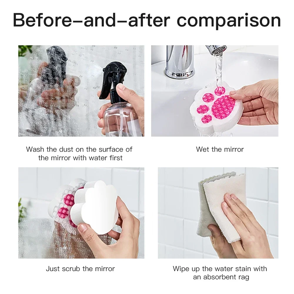 2 4pcs Mirror Wipe Mirror Cleaning Sponge Bathroom Kitchen Car Glass Cleaning Brush Decontamination Sponge