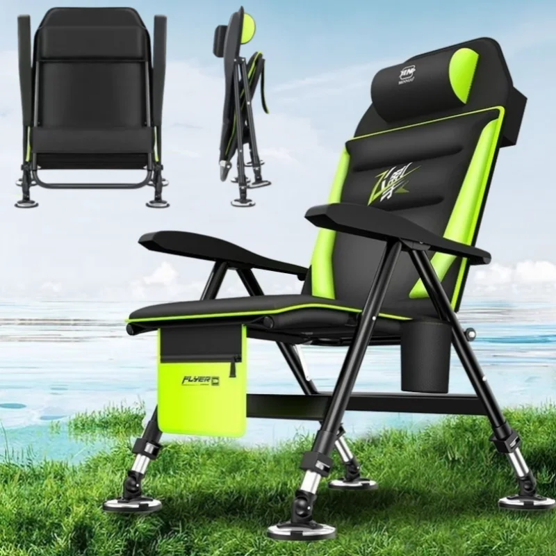 Chaise de pêche inclinable multifonction - Siège pliant portable style européen pour camping extérieur