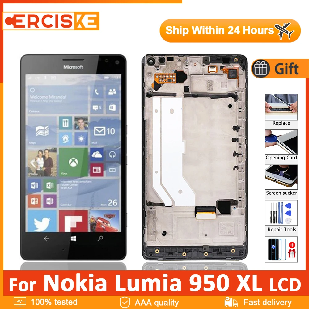 

5.7" Original LCD For Microsoft Nokia Lumia 950 XL RM1116 RM1100 LCD Display Touch Screen Digitizer Assembly Replace with Frame