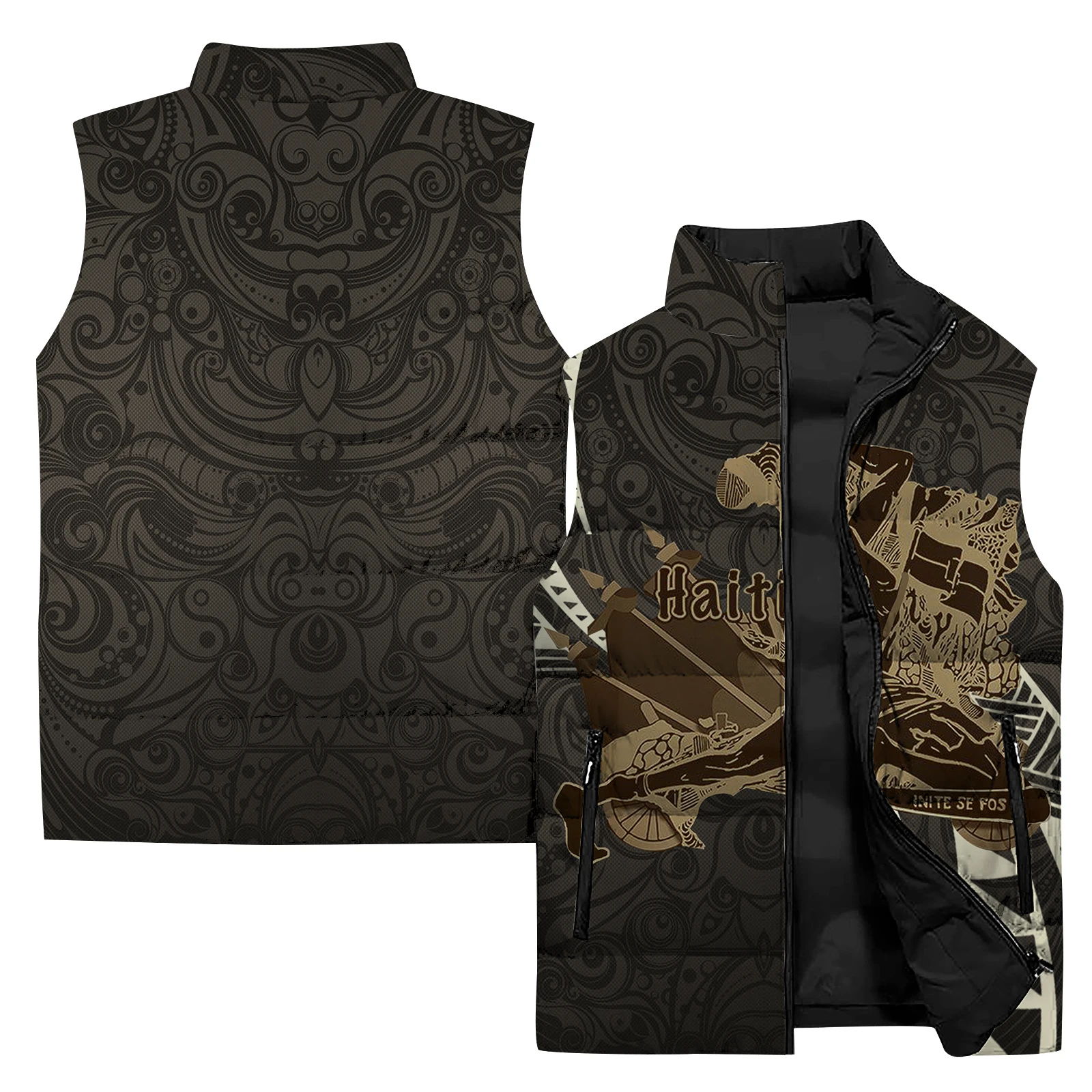 thumbnail image 1 of Chaleco de trabajo cómodo y cálido para hombre, chaleco estampado moderno para hombre, chaquetas de invierno casuales y versátiles para hombre, ropa, chalecos geniales, 1 of 5