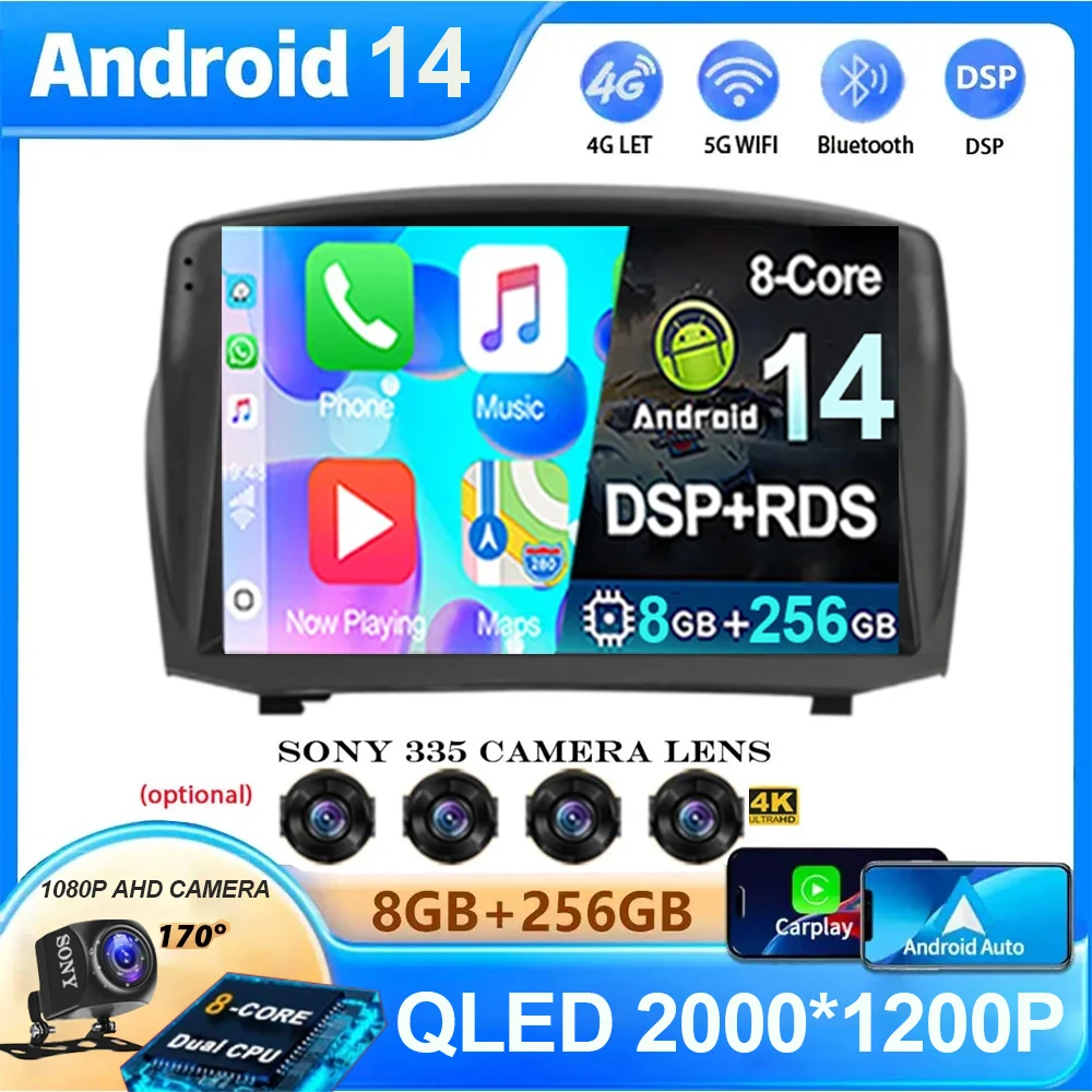 

Android 14 Car Radio For Ford Fiesta Mk 6 2009 - 2018 2 Din Navigation GPS Carplay Autoradio Stereo Multimedia Head Unit 360 BT