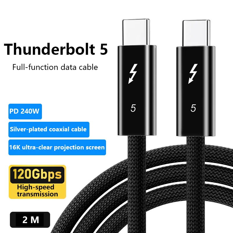 Câble Thunderbolt 5 Maxonar 1,2 M 80 Gbit/s - Bande Passante 120 Gbit/s - Charge 240W - Compatible MacBook M4 Et USB C