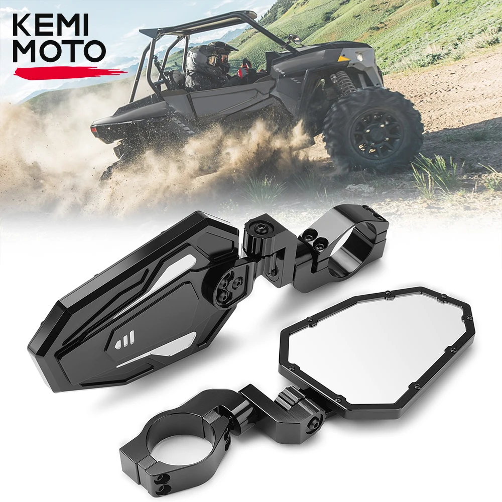 

KEMiMOTO Aluminum UTV Side View Mirrors Fits 1.7"-2" Roll Bars Compatible with Polaris RZR For Can Am Maverick X3