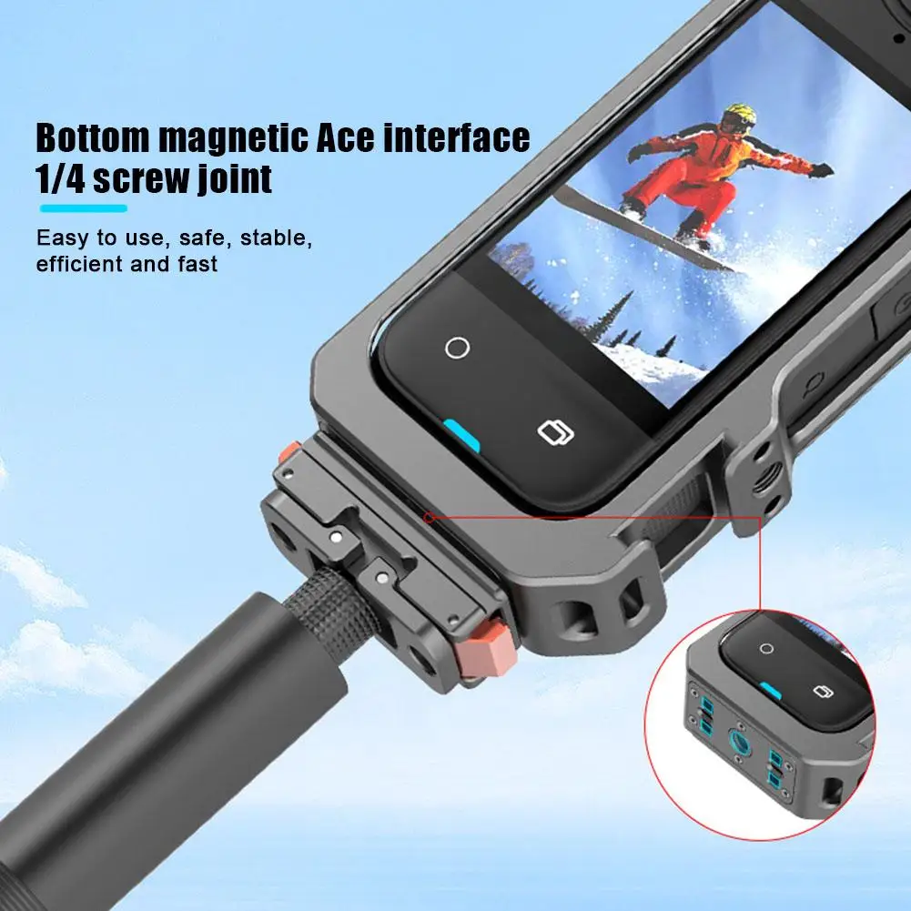 Camera Cage For Insta360 X4 Metal Rabbit Cage Magnetic Frame Heat Dissipation Camera Protective Expansion Case Sports Camera Accessories