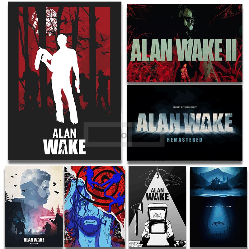 Classic Horror Adventure Videogioco Alan Wake 1 2 Poster E Stampe Canvas Painting Wall Art Pictures Home Room Decor Gamer Gift