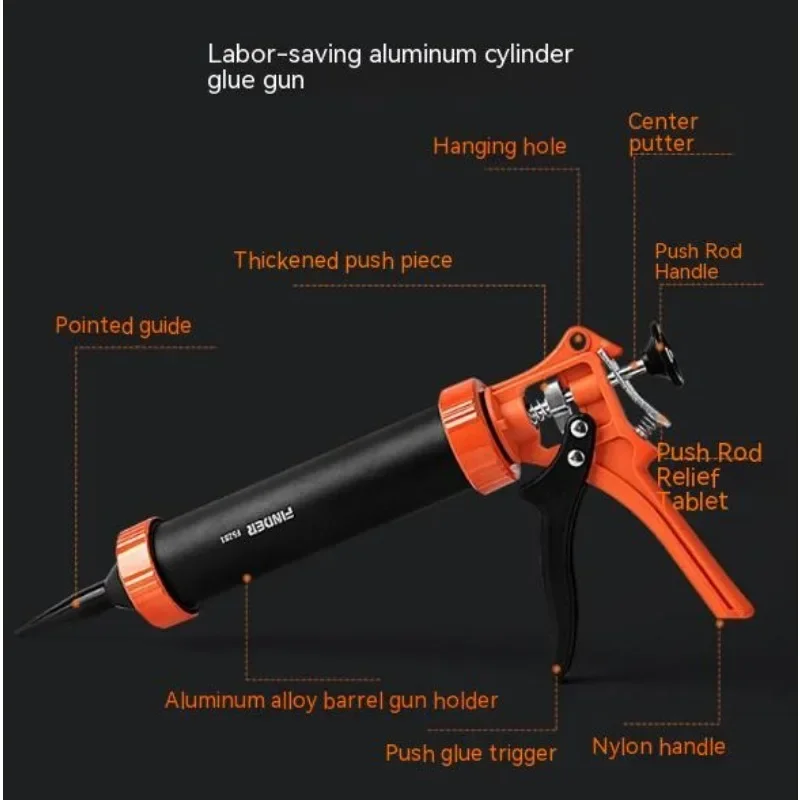 9 Inches Caulking Tool Kit 1pc Silicone Handheld Caulking Gun with Multifunction Grout Scraper and Caulk Nozzle Finisher Sealant caulking gun nozzles caulking gun sealant tool kit
