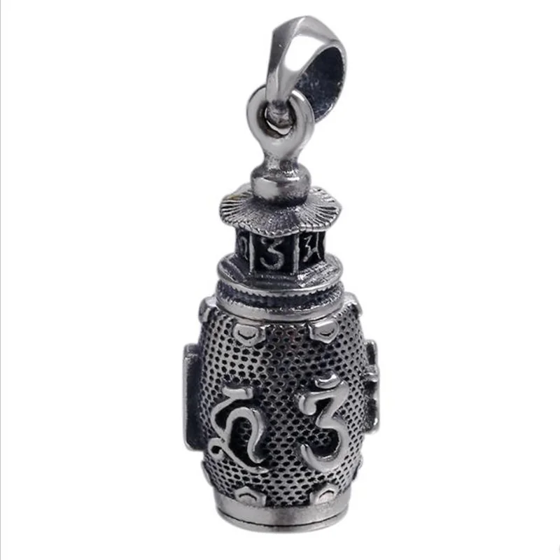 S925 Sterling Silber Schmuck Geprägte Shurangama Mantra Männer Anhänger Retro Öffnende Gawu Box Halskette Für Frauen Zubehör Geschenk – Detail 4