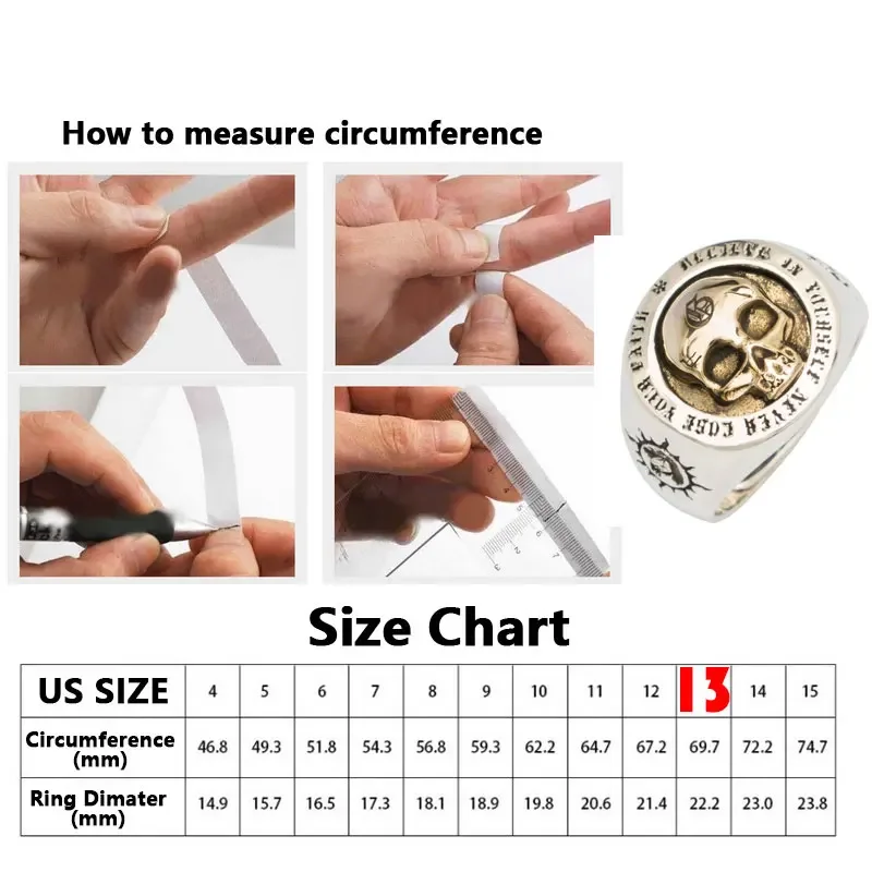 Outdoor Retro Domineering Skull Self Defense Ring Male Trendy Hip Hop Skull Ring European and American Punk Rock Mal