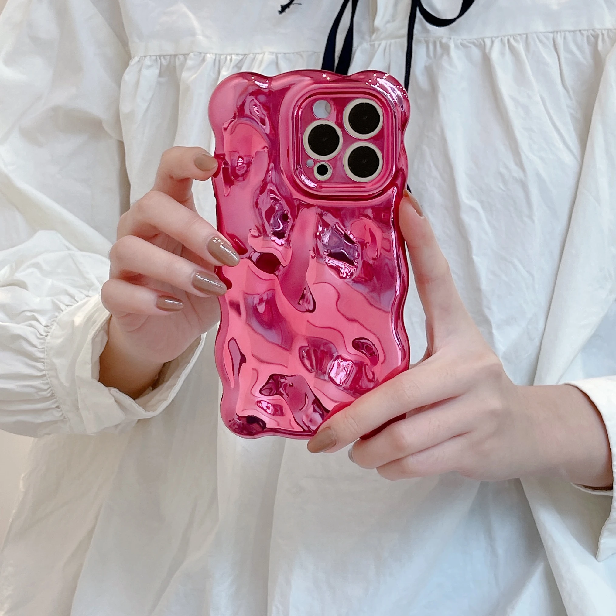 thumbnail image 1 of 3D Wave Pattern Phone Case For iphone 15 14 13 12 11 Pro Max INS Candy Color Fashion Soft Silicone Shockproof Back Cover Cases, 1 of 5