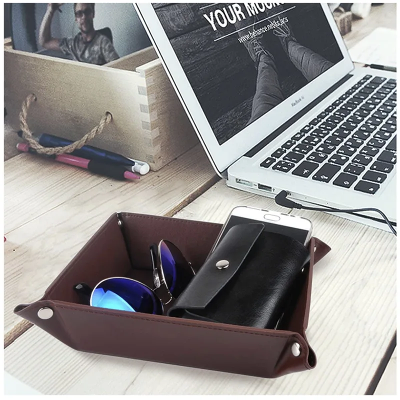 

Leather Storage Box Nordic Ins Style Desktop Porch Key Cosmetics Jewelry Storage Tray