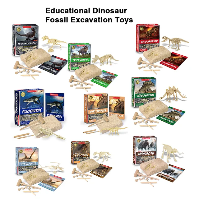 Dinosaur Fossil Excavation Kits Education Archeology Exquisite Jurassic Toy Set Game Action Children Figure Skeleton Model Gift 6