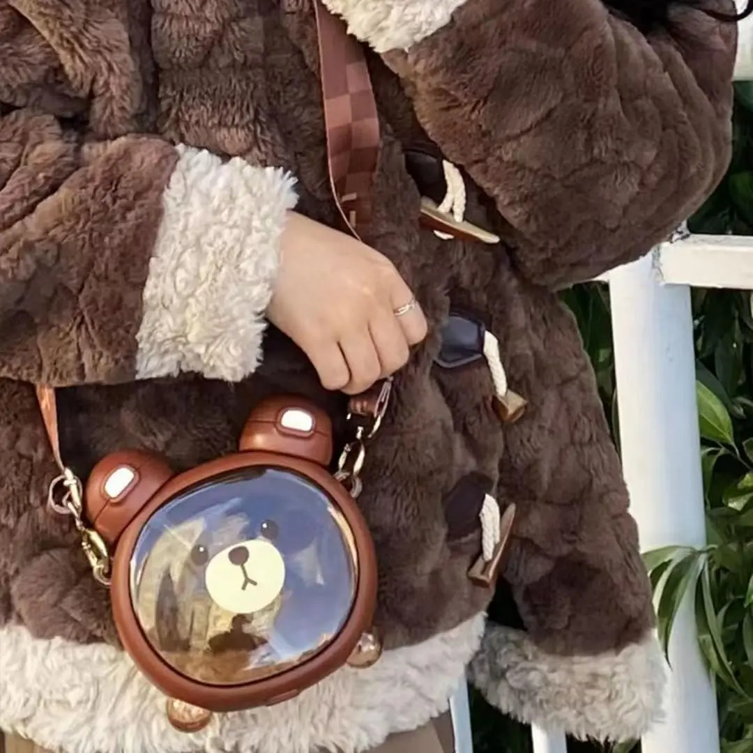 Cute Cartoon Bear Water Cup Straw Type Direct Drinking Bottle With Straw Travel Mug Kawaii Kids Tumbler Sport Drink Kettle 750Ml