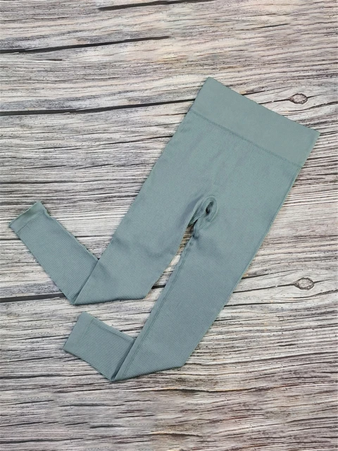 Tossy Ribbed Yoga Leggings Sport Tights Woman Seamless Knit Yoga Pants White Femme Gym Leggins Skinny Workout Fitness Push Up sky blue